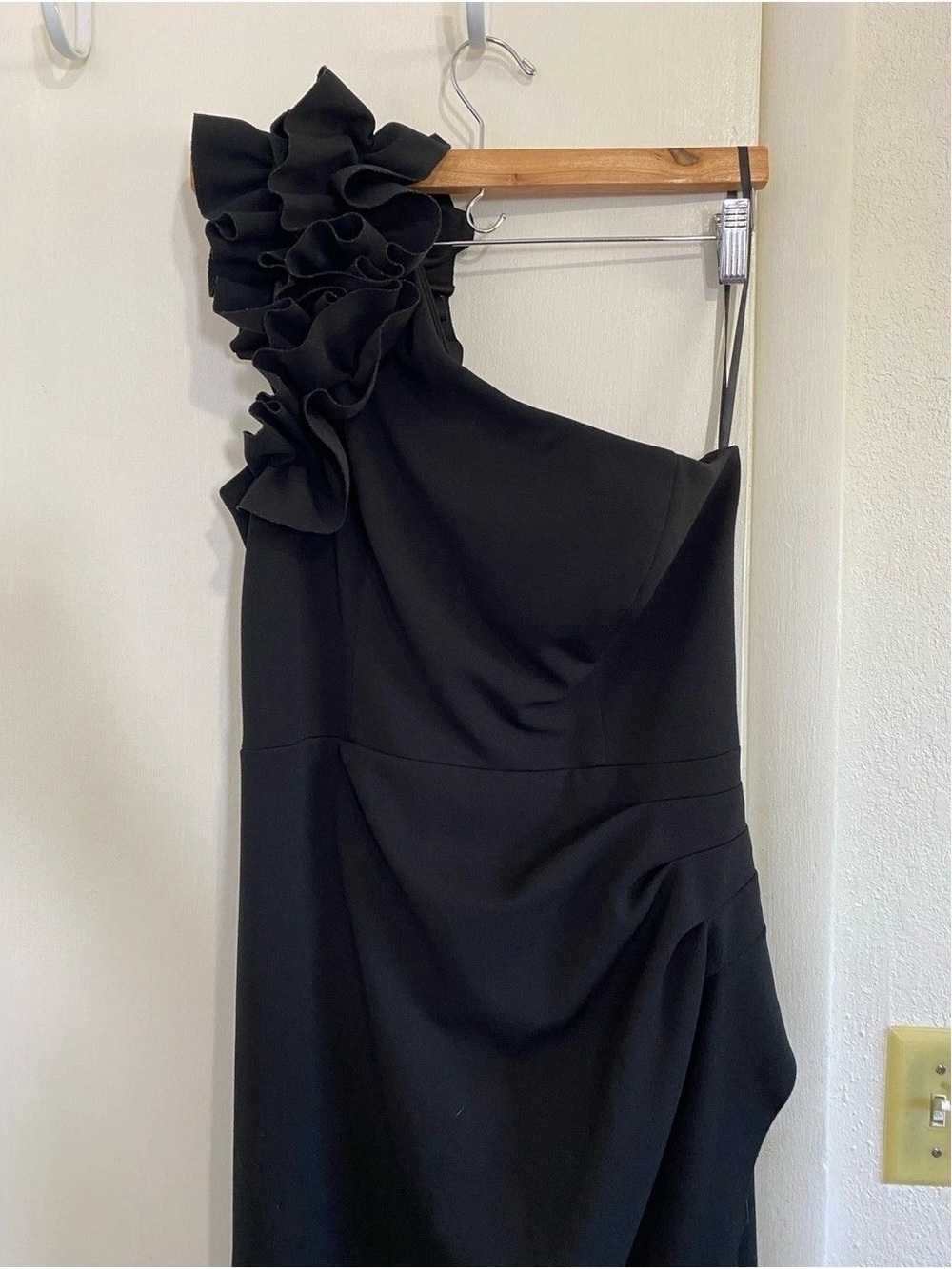 Xscape Black One-Shoulder Ruffle Evening Gown - Picture 2 of 9